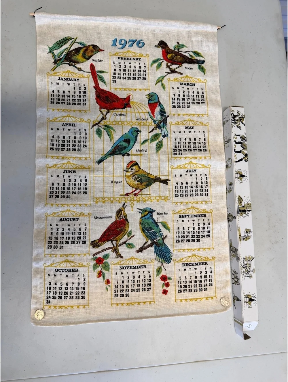 Vintage 1970s Hallmark Fabric Calendars - Set of 10